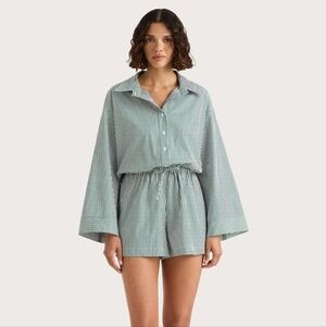 Faithfull Freja Playsuit, Green Stripe, US 12, XXL, Anthropologie
